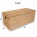 Wicker Storage Bench Trunk Rattan Toy Chest Large Rectangular Blanket Basket with Lid For End of Bed, Entryway