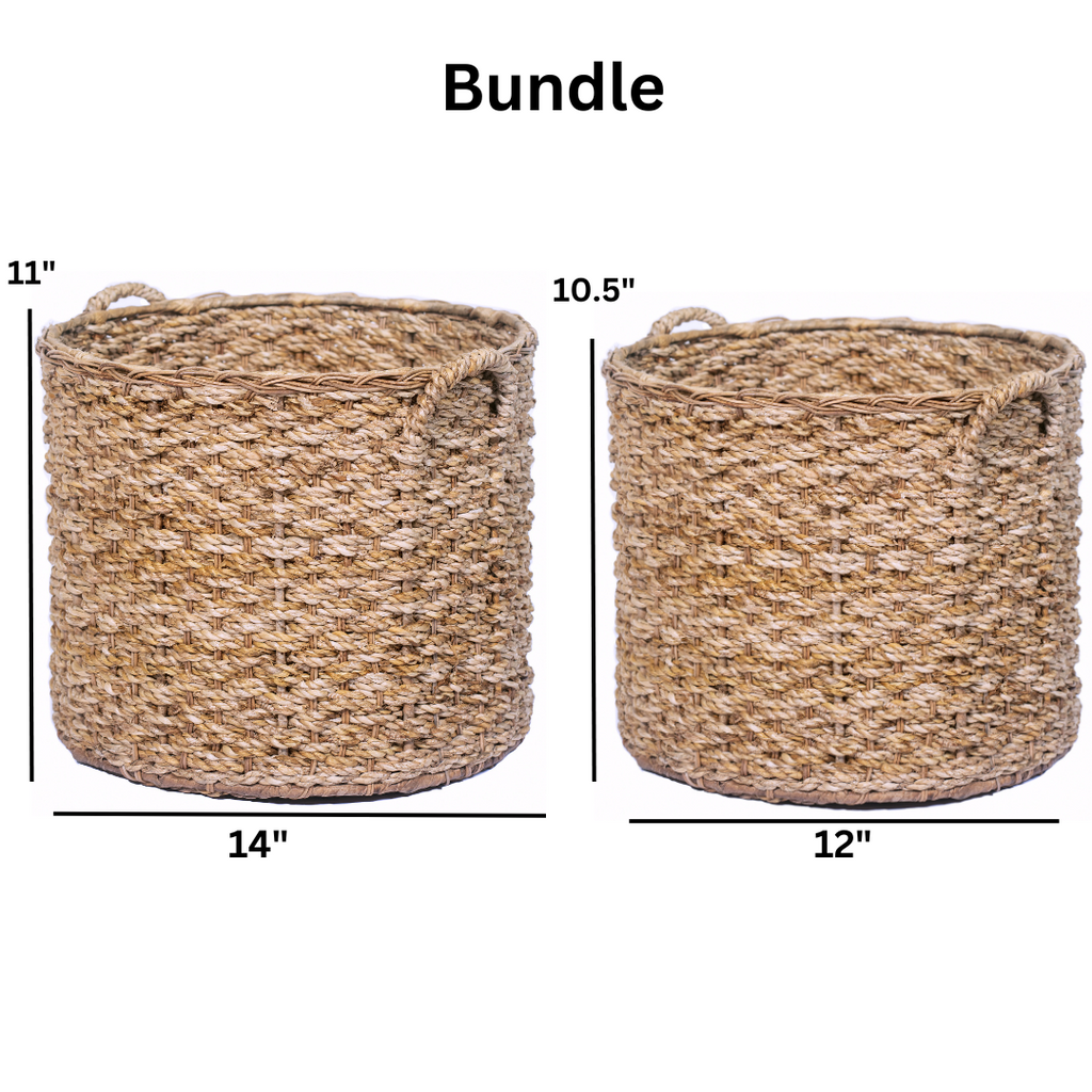 Round Storage Set (Round Ottoman + 2 Round storage baskets)