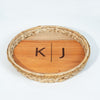 Round Wicker Tray 2 in 1 Personalized Monogram Initials Charcuterie Serving Board