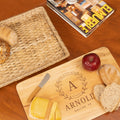 Personalized Wicker Serving Tray Custom Charcuterie Cheese Cutting Board Engraved Housewarming Host Gift