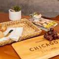 Custom City Charcuterie Cheese Cutting Board Personalized Handmade Wicker Serving Tray