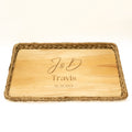 Personalized  Wicker Serving Tray Charcuterie Cheese Cutting Board Custom Engraved Gift Wedding Anniversary