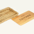 Custom City Charcuterie Cheese Cutting Board Personalized Handmade Wicker Serving Tray