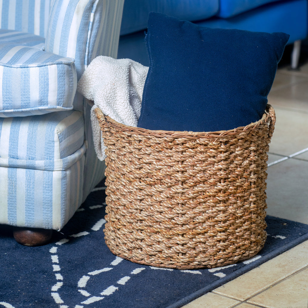 Round Storage Set (Round Ottoman + 2 Round storage baskets)