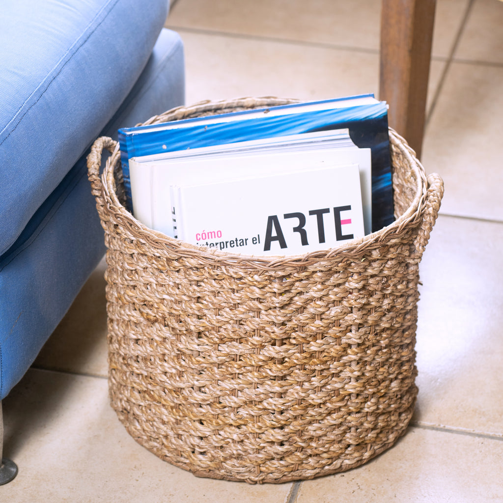 Round Storage Set (Round Ottoman + 2 Round storage baskets)