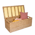 Wicker Storage Bench Trunk Rattan Toy Chest Large Rectangular Blanket Basket with Lid For End of Bed, Entryway