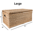 Wicker Storage Bench Trunk Rattan Toy Chest Large Rectangular Blanket Basket with Lid For End of Bed, Entryway