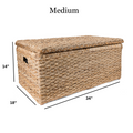 Wicker Storage Bench Trunk Rattan Toy Chest Large Rectangular Blanket Basket with Lid For End of Bed, Entryway