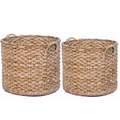 Wholestory Collective Handwoven Wicker Banana Leaf Floor Basket with Handles