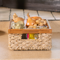 Rectangular Wicker Storage Basket Set of 3 With Wooden Handles