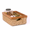 Rectangular Wicker Storage Basket Set of 3 With Wooden Handles