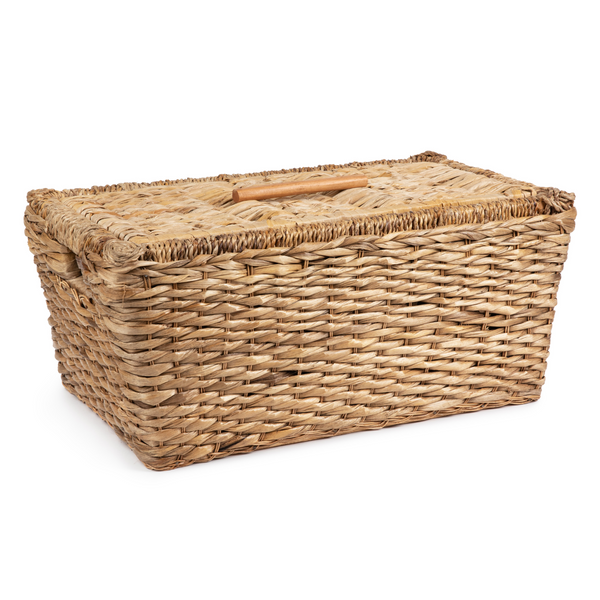 Wicker Toy Storage Chest Rattan Large Rectangular Basket with Lid ...